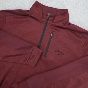 Callaway 1/4 Zip Golf Pullover Sweatshirt Men's L Maroon Long Sleeve Pockets